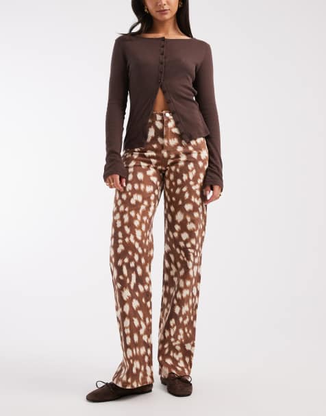 Vero Moda – Tessa – Weit geschnittene Jeans mit Bambimuster und hohem Bund - view 1