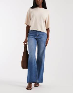 Vero Moda Tessa wide leg jeans in medium blue denim