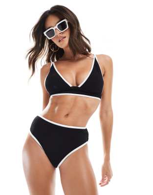 Vero Moda Textured Bikini Bottoms With Tipping In Black