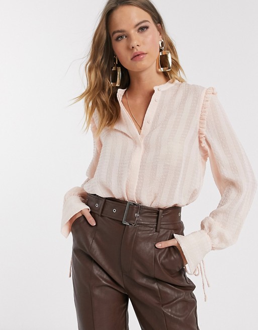 Vero Moda textured blouse with cuff details in blush