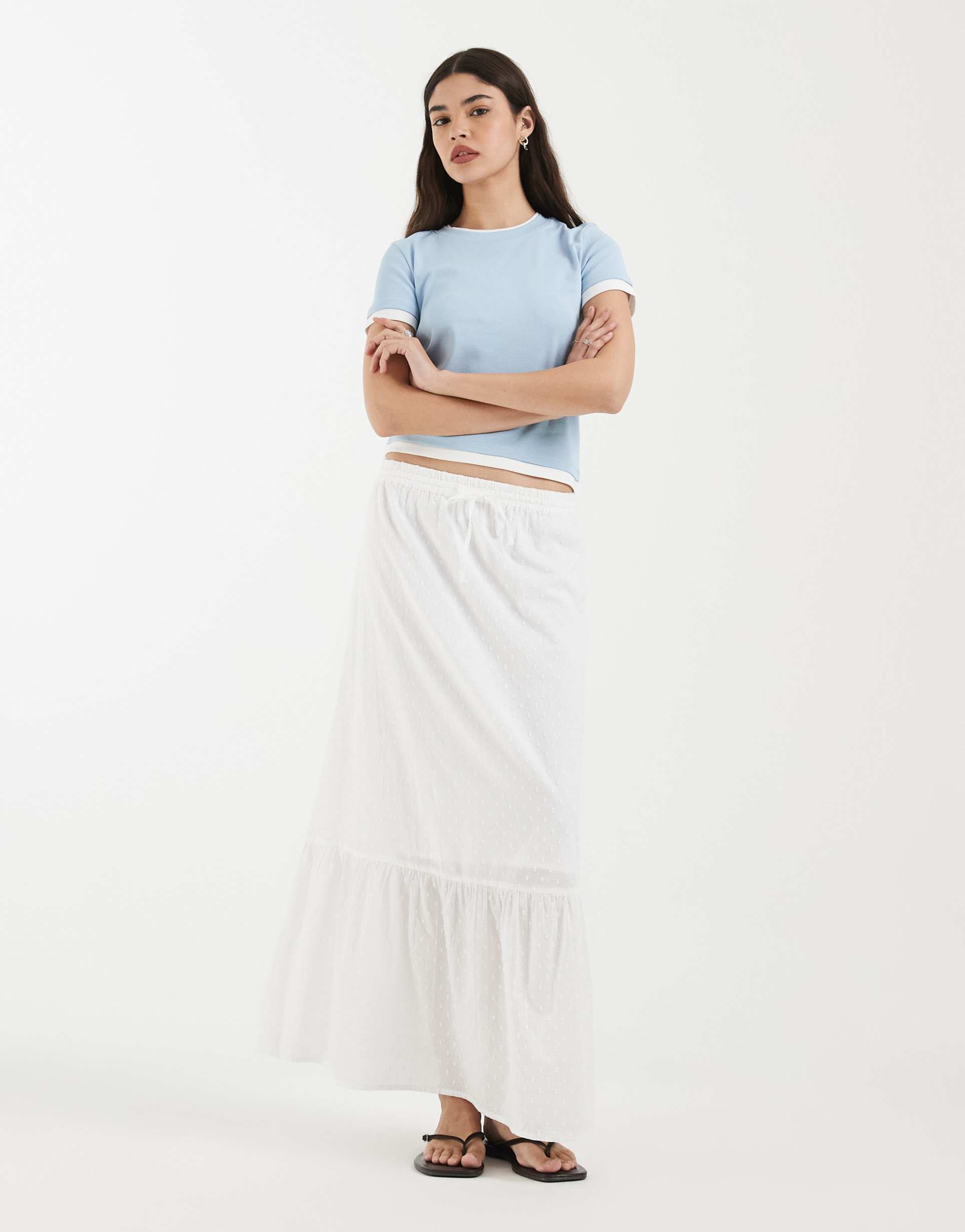 vero moda textured boho maxi skirt in white