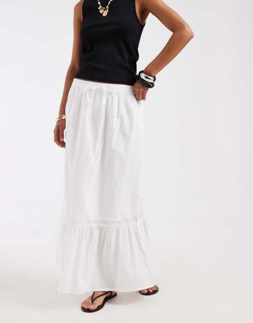 Vero Moda textured boho maxi skirt in white, 2 of 5