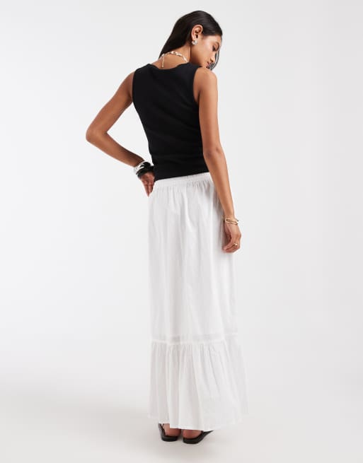 Vero Moda textured boho maxi skirt in white, 5 of 5