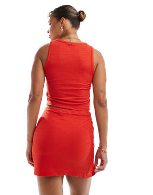 Vero Moda Textured Jersey Beach Mini Skirt In Red