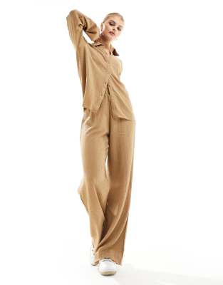textured jersey pants in beige - part of a set-Neutral