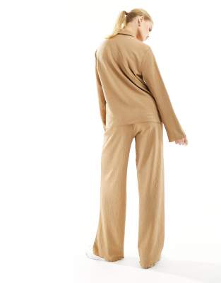 Vero Moda Textured Jersey Pants In Brown