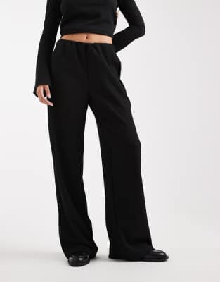 Vero Moda Textured Jersey Pull On Pants In Black