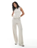 [Vero Moda] Vero Moda textured jersey seam front pants in stone (part of a set)-Neutral M Pumice stone