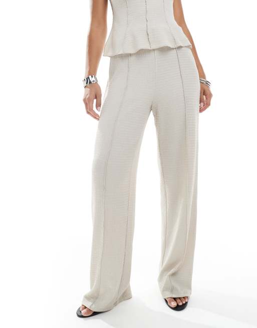 Vero Moda textured jersey seam front pants in stone - part of a set, 4 of 5