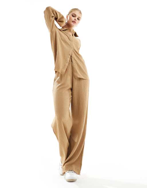 Vero Moda textured jersey trouser co-ord in beige | ASOS