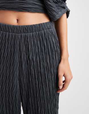 Vero Moda Textured Jersey Wide Leg Pants In Gray