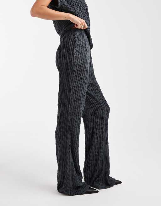 Vero Moda textured jersey wide leg pants in asphalt gray - part of a set, 3 of 5