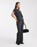 [Vero Moda] Vero Moda textured jersey wide leg pants in asphalt grey (Part of a set) XS Asphalt