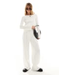 [Vero Moda] Vero Moda textured jersey wide leg pants in white (part of a set) XXS Snow White