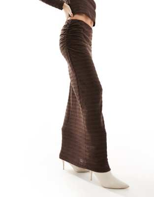 Vero Moda textured maxi skirt in chocolate brown (Part of a set)