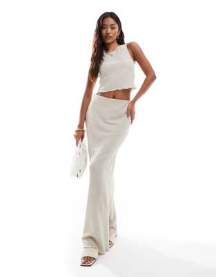 textured maxi skirt in stone - part of a set-Neutral