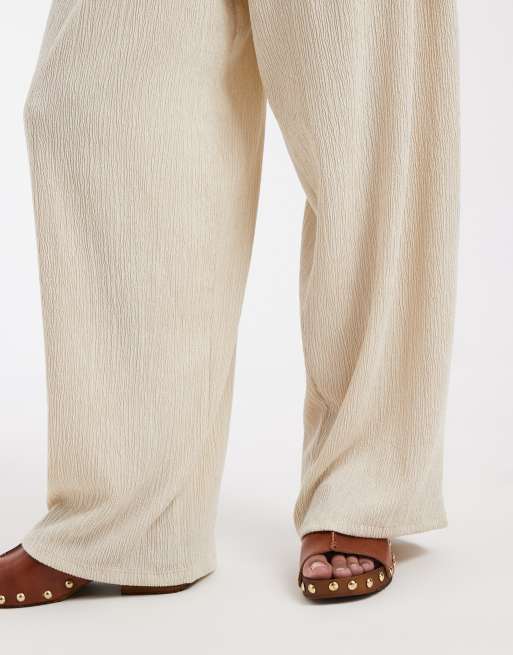 Vero Moda textured plisse barrel leg trouser co-ord in stone, 5 of 5