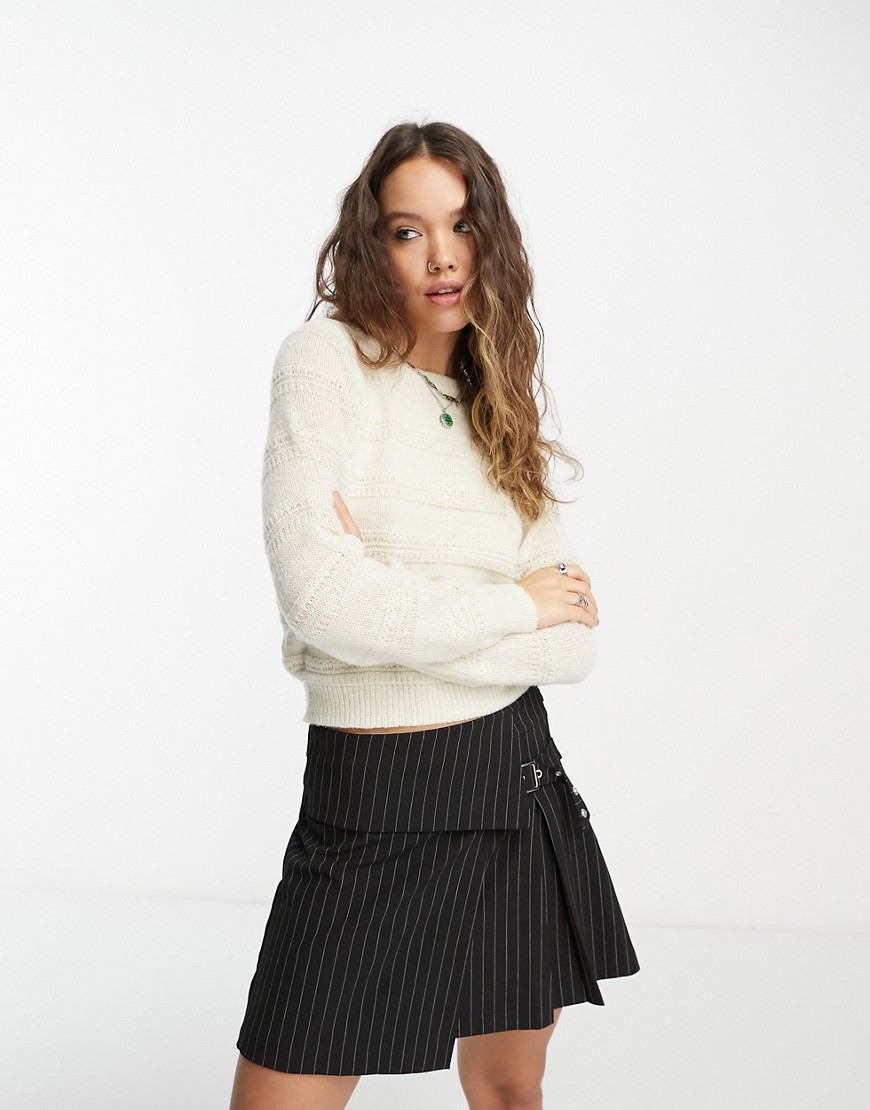 Vero Moda textured pullover jumper in birch-Neutral