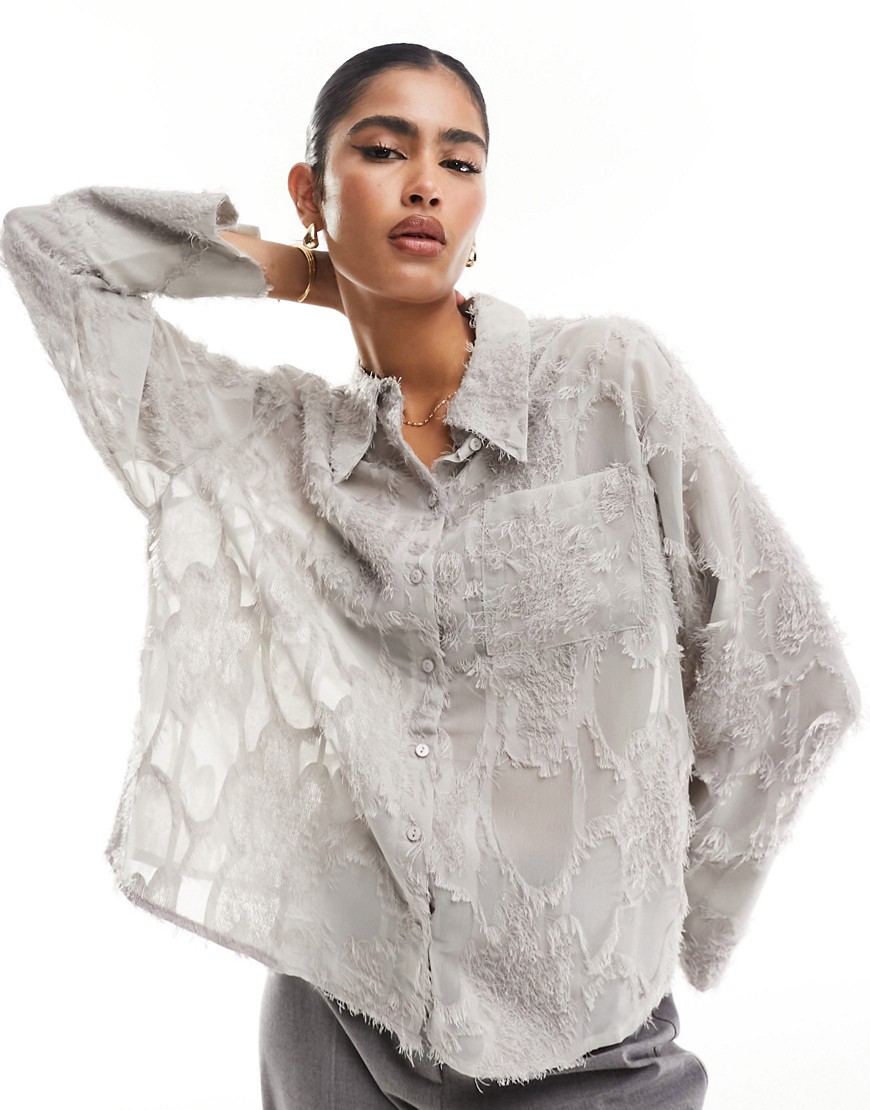 Vero Moda Textured Shirt In Light Gray