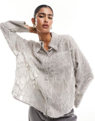 Vero Moda textured shirt in light grey - ASOS Price Checker