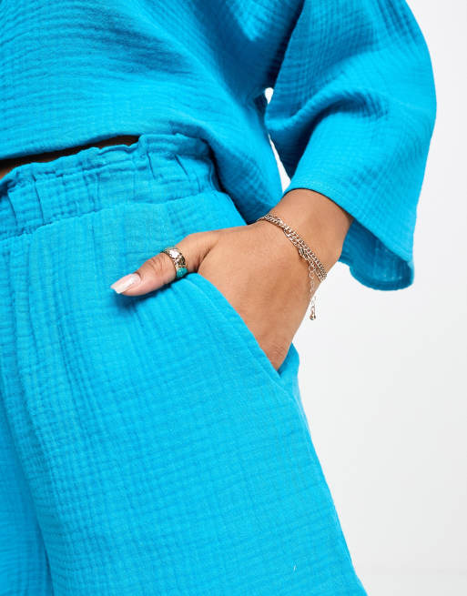 Vero Moda textured short co-ord in blue, 2 of 4