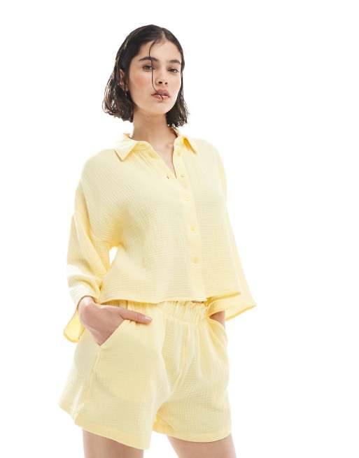 Vero Moda textured shorts in pale yellow - part of a set, 2 of 5