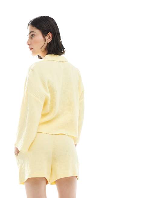 Vero Moda textured shorts in pale yellow - part of a set, 4 of 5