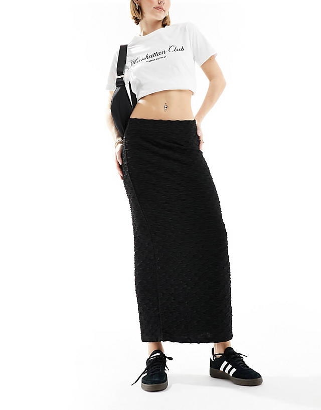 Vero Moda - textured stretch midi skirt in black
