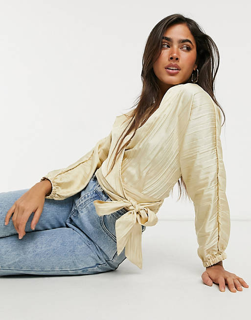 Vero Moda textured wrap blouse in cream