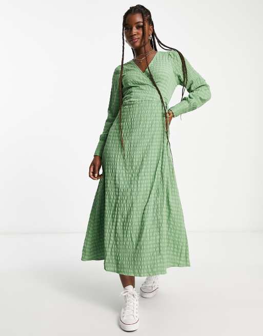 Vera Midi Wrap Dress Green, Øst London