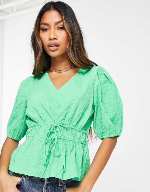 Vero Moda tie detail top in green