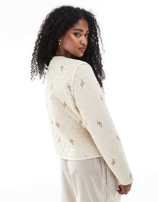 Vero Moda Tie Front Quilted Jacket In White
