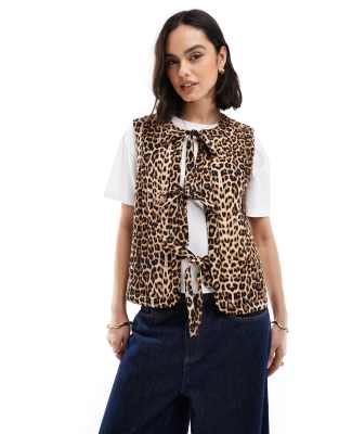 Vero Moda Tie Front Vest In Multi