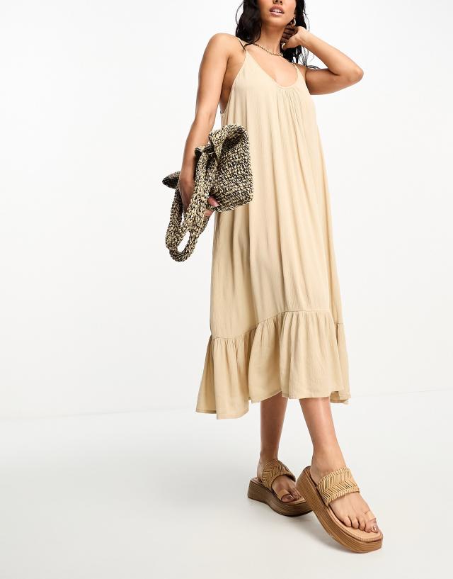 Vero Moda - tie shoulder beach maxi dress in cream