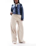 [Vero Moda] Vero Moda tie waist cord pants in cream-Neutral S Pumice stone