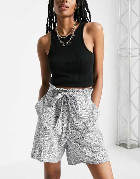 Vero Moda tie waist shorts in navy