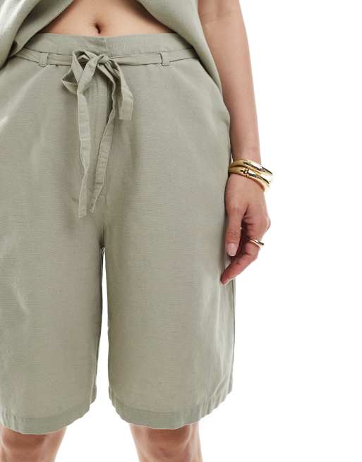 Vero Moda tie waist shorts in sea grass - part of a set, 5 of 5
