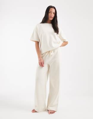 Vero Moda Tie Waist Wide Leg Sweatpants In Neutral