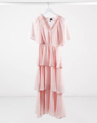 tiered chiffon maxi dress