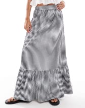 Bershka boho print maxi skirt in pink