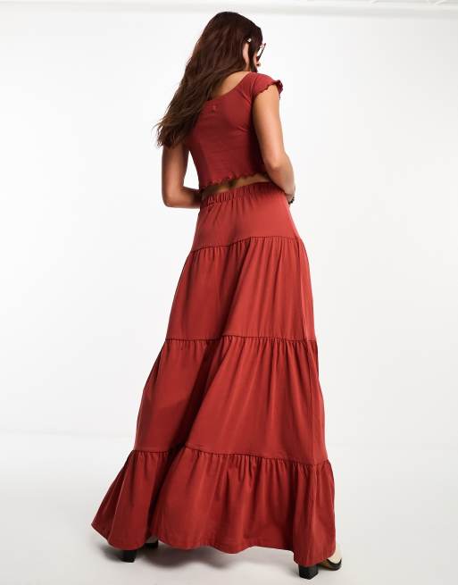 Tiered jersey outlet maxi skirt