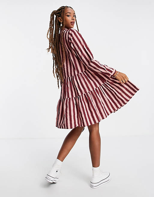 Vero Moda tiered mini dress in stripe