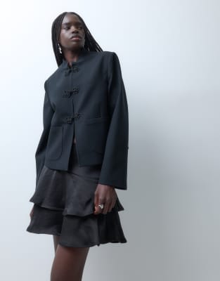 Vero Moda Tiered Waist Detail Mini Skirt In Black
