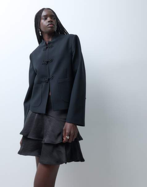 Vero Moda tiered waist detail mini skirt in black - view 1
