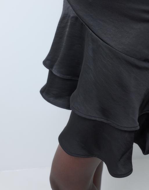 Vero Moda tiered waist detail mini skirt in black, 2 of 5