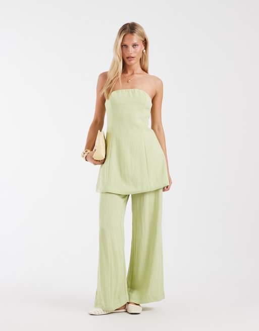 Vero Moda - Top a fascia taglio lungo verde in coordinato, 2 di 4