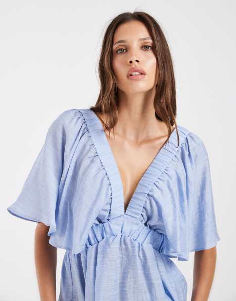 Vero Moda - Top a maniche corte azzurro con scollo a V - view 1