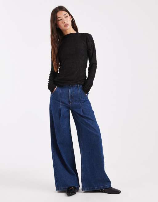 Vero Moda - Top a maniche lunghe nero e trasparente a fiori dévoré, 2 di 4
