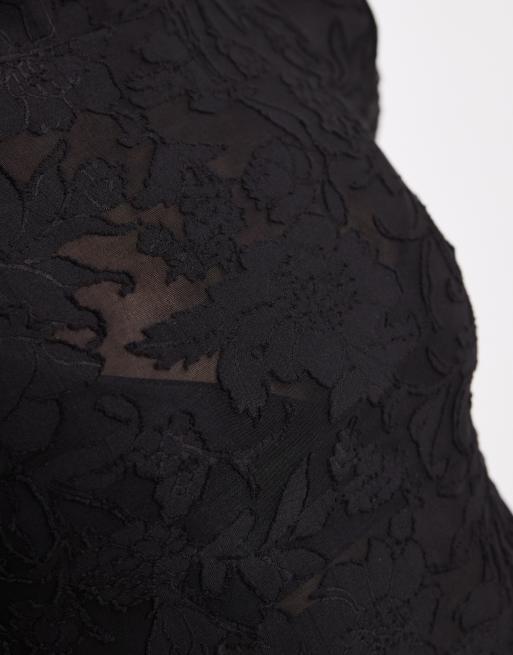 Vero Moda - Top a maniche lunghe nero e trasparente a fiori dévoré, 3 di 4