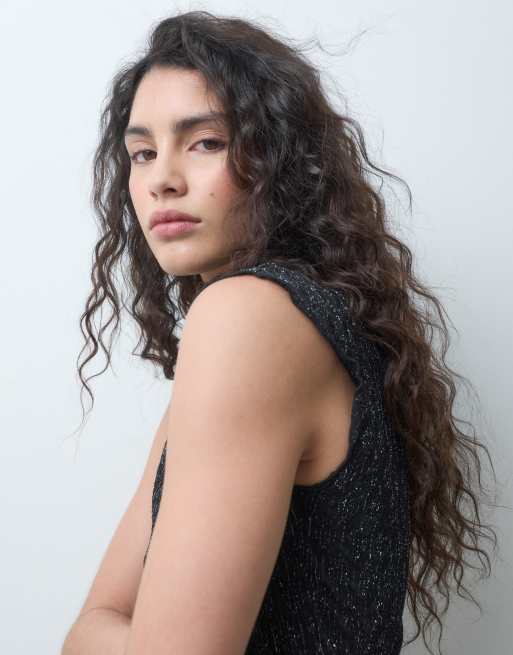 Vero Moda top à petites manches et faux col roulé à paillettes noir, 4 de 4